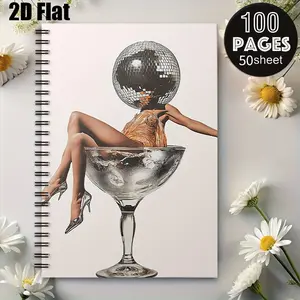 1 Disco Ball Themed Spiral Coil Notebook, 5.7x8.26 Inch, Durable Binding, Perfect for Party Planning Notes, Festival Journal, Creative Sketchbook, Gift for Dance Lovers and Party Enthusiasts, Ideal for Birthday, New Year and Holiday Celebrations