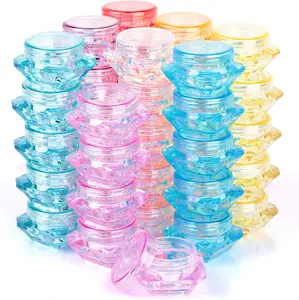 Colorful Plastic 40Pcs Eye Shadow, Nails, Powder, Jewelry, Earrings, Lotion, Cream Sample & Make-up Storage Jars with 3GL - Transparent Organiser