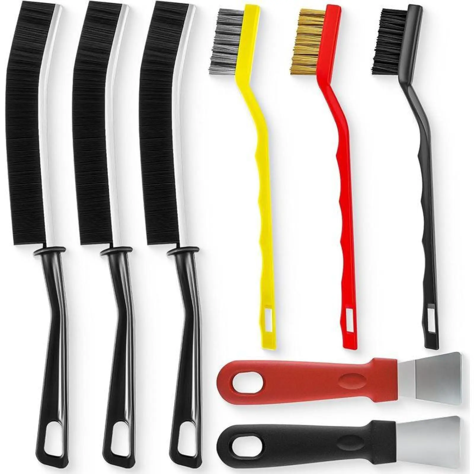 Deep Cleaning 8 Pcs Kitchen Cleaning Brush Set, Multifunctional Gap Cleaning Brush, 3-in-1 Ergonomic Durable Design for Groove, Tiles, Windows & Faucet.