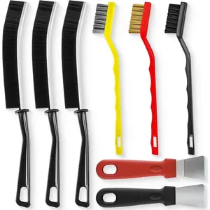 Deep Cleaning 8 Pcs Kitchen Cleaning Brush Set, Multifunctional Gap Cleaning Brush, 3-in-1 Ergonomic Durable Design for Groove, Tiles, Windows & Faucet.