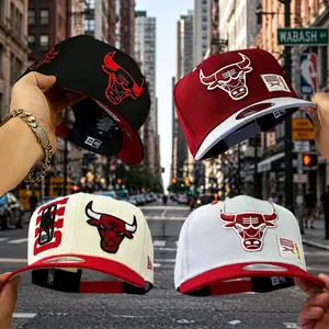 Chicago Bulls New Era Flat Brim Snapback Cap – Premium Cotton Baseball Hat, Raised Embroidered Team Logo, Adjustable High Crown Fit for Men Women, Urban Streetwear Outfit, Stylish Hip Hop Sports Fashion, Viral TikTok Trend