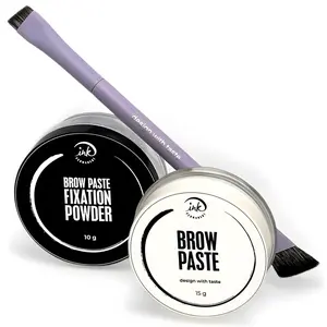 Eyebrow Mapping Kit with Setting Powder, Eyebrow Brush and Brow Paste, Brow Mapping Tool, White Paste for Outlining & Fixation Powder, Professional Shaping Tool
