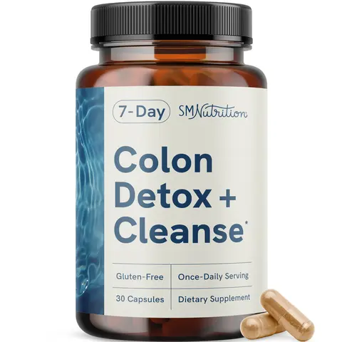 SM Nutrition 7 Day Colon Cleanse & Detox | Supports Bloating Relief & Occasional Constipation | Fast Acting 7 Day Detox Cleanse for Women and Men with Probiotics for Gut Health & Regularity | Gluten-Free | 30Ct.