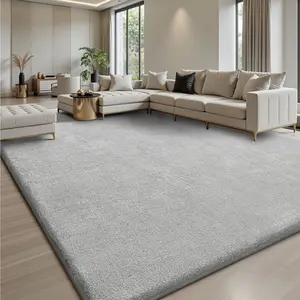 FAMVAL Large Size Plush Rugs Big Fluffy Area Rug Non-slip Soft Shaggy Ultra-comfortable Cool Carpet Mats for Living room Bedroom Nursery Home Decor Light Gray Christmas gifts