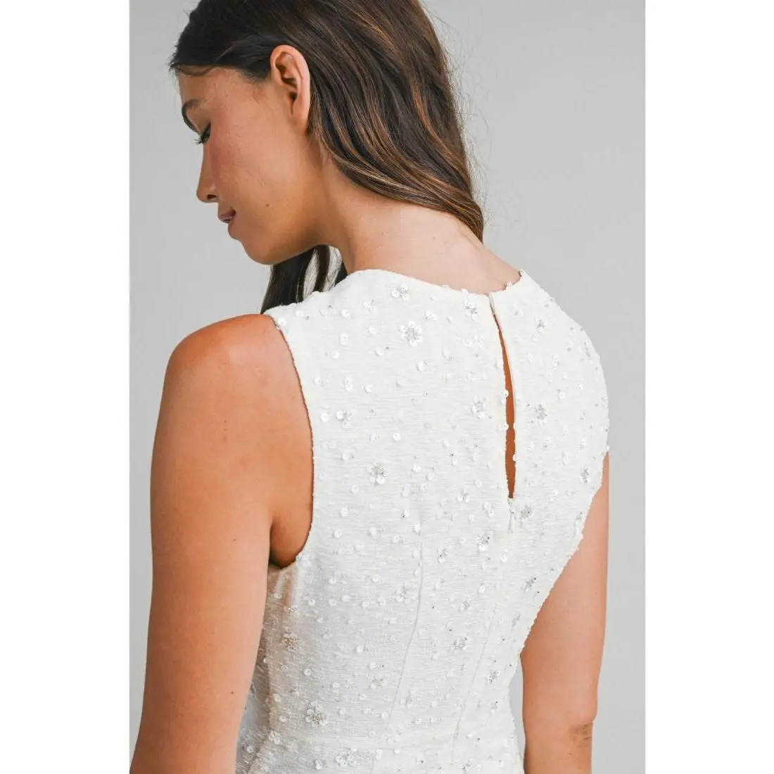 knee length dresses for ladies Levana Beaded Knit Maxi Dress White main image 0