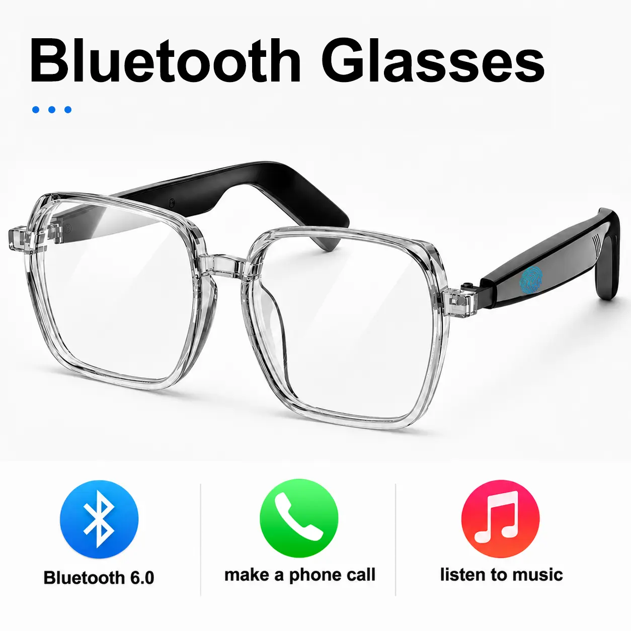 2026 Wireless Bluetooth Smart Audio Glasses - Open-Ear Sound, Call Taking, Music Playback, Built-In Speaker, 1-Tap Control, Anti-Blue Light, Lightweight Comfort for Work, Cycling, Daily Wear