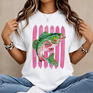 Lake Life Bass, Fish, Preppy fish, Summer, Fishing, Colorful Fish, Glitter Fish T-shirt clothes