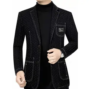 Men'S Fashionable Denim Blazer for Spring And Autumn.