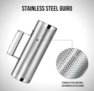 Soulmate Guiro Instrument Stainless Steel Guiro 8" 3" Professional Metal Percussion Shaker with Scraper, Band Accompaniment Sand Hammer Guiro Latin Instruments for Live Performance