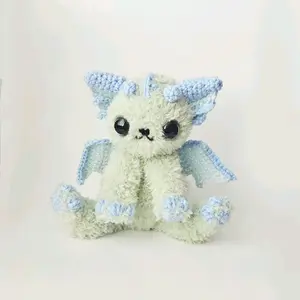 Fluffy Kitty Dragon Crochet Doll Soft Plush Handmade