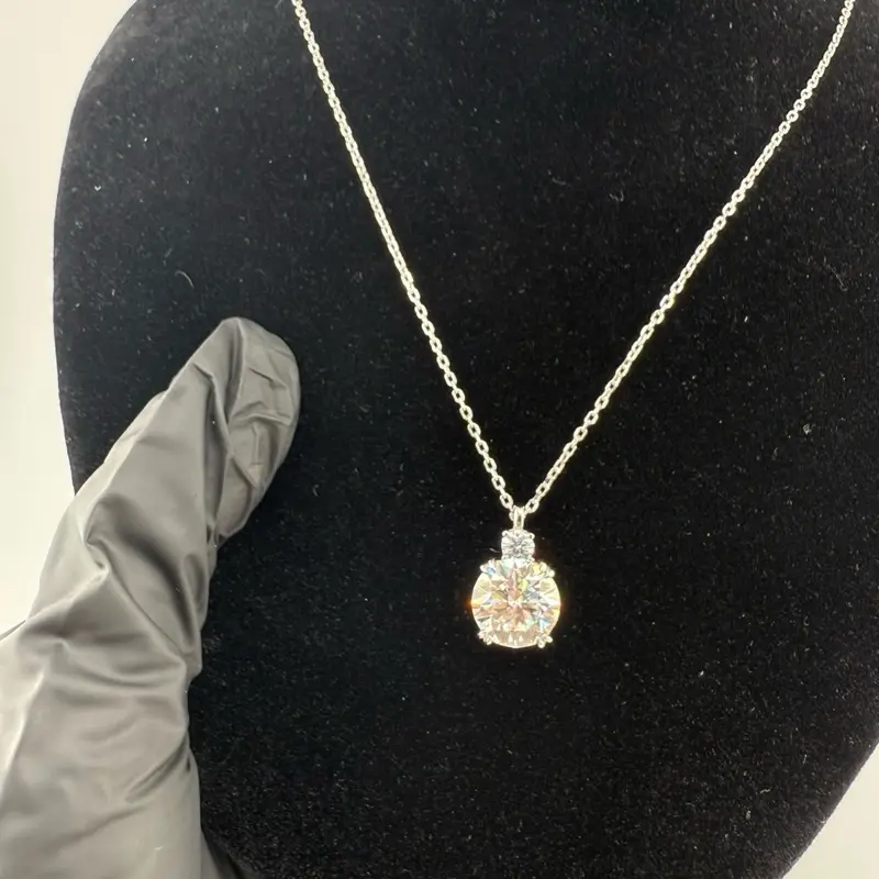 5ctw VVS Moissanite Pendant + Sterling Silver Chain Set