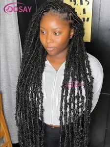 Synthetic Super Long Full Lace Wig Knotless Butterfly Braided Wigs for Black Women Faux Dreadlocks Braids Lace Front Wig 40Inch