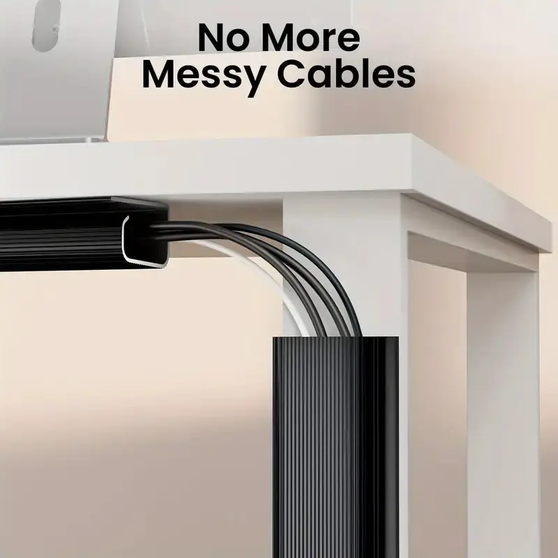 Self-Adhesive Desk Cable Organizer, Cord Organizer, No Drilling Required, Durable PVC Channel Manager, Surface, Under Desk Organizer, Cord Organizer For Desk, Multi-Cable Management Solution