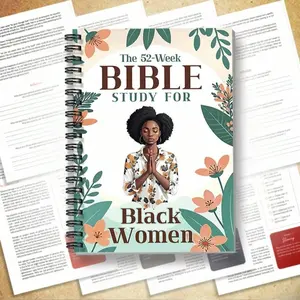 52-Week Bible Study Journal for African American Women, Floral Illustrated, Spiral Bound, Christmas & Cultural Holiday Gift, Guided Journal