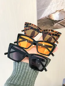 Women's Classic Vintage Large Frame Square Cat Eye Sunglasses, Gradient Color Block, Lightweight Durable, Fashion Outdoor UV Protection