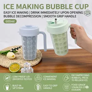 Bubble Cube Squeeze Ice Maker Mold, 3 Inch Stainless Steel Inner Flexible Ice Tray, Easy Release Reusable Ice Cube Mold, Home Bar Beverage Accessory for Cocktail Whiskey Tea Drinks