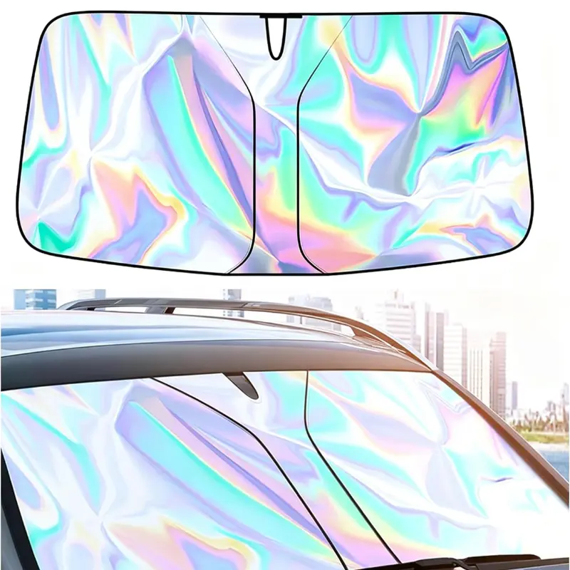 【Summer Survivals】JOYTUTUS Universal Reflective Laser Car Windshield Sun Shade, Foldable UV Heat Insulation Front Window Sun Visor, Universal Auto Summer Sun Protection Shield for Cars SUV Truck Van