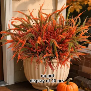 Artificial Mums Fall Flowers for Outdoors, 20 Bundles Fake Mums Faux Plants for Outdoor Planters Autumn Decorations,UV Resistant Silk Flowers for Front Porch Garden Patio Home Decor