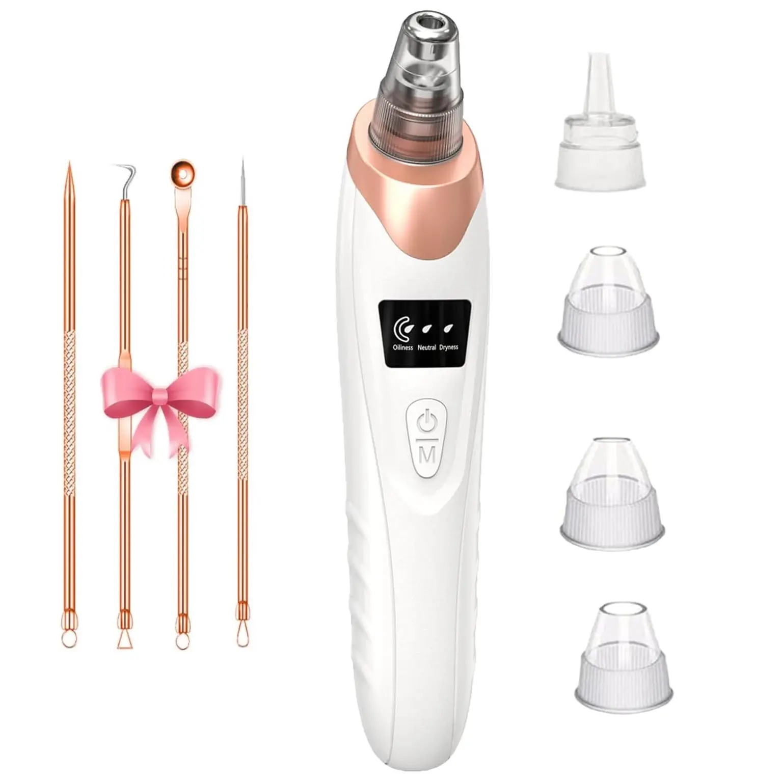 Blackhead Remover Vacuum Kit - Adjustable 3 Suction Levels, Gentle for Sensitive Skin, 4 Stainless Steel Tools, 4 Interchangeable Probes, USB Rechargeable for Daily Facial Deep Cleansing & Pore Cleansing
