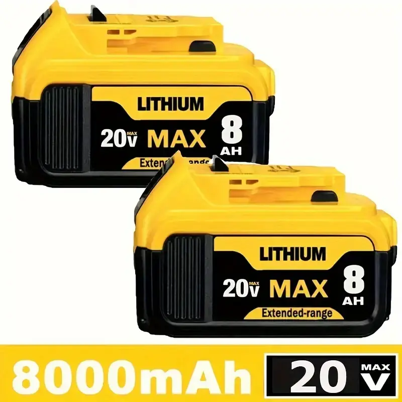 2/4-Pack 8.0Ah Lithium-Ion Extended Capacity Power Tool Battery for Dewalt 20V Max XR DCB200 DCB208 DCB, Cordless Tool Battery, Long-Lasting, Compact, Flexible Accessory, Extended Capacity Battery