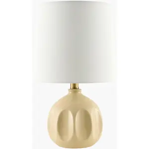 Tan Modern Table Lamp with global details for bedside or console tables