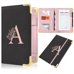 Leather Server Book for Waitress with Zipper Pocket Manual Checkbook Fits Apron Restaurant and Shop