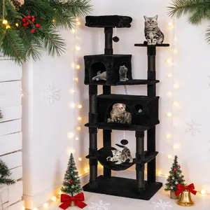 Gothic Tall Cat Tree Tower for Indoor Cats Large Adult,Heavy Duty Corner Cat Tree with Scratching Posts,Hommock,Basket,Condo,Sturdy,aesthetic,Cute,XL,XXL,Halloween