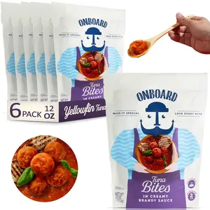 Onboard Yellowfin Tuna Bites in Brandy Sauce - PACK OF 6 - Crafted by Chefs - Quick and Easy Dinner - Ready in 2 Minutes - Responsibly Sourced Tuna