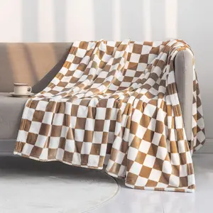 Checkerboard Grid Pattern Throw Blankets, Rectangle Soft Flannel Air-conditioning Quilt, Portable Throw Blanket for Home Couch Bed Sofa, Bedroom Accessories, Valentine's Day, Gift for Her, Soft Lightweight Blanket