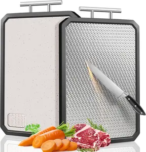 Cutting Board Double Sided,Stainless Steel Cutting Boards for Kitchen,Scratch-resistant Mesh Design, Juice Groove, Non-Slip Edge, Large Cutting Board Dishwasher Safe