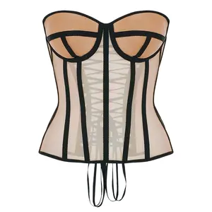 WS Waist Secrets Perfect Corset NYC OVERBUST Mesh Corset Top Lace up Corset with 15 Steel Boned
