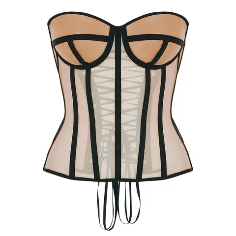 WS Waist Secrets Perfect Corset NYC OVERBUST Mesh Corset Top Lace up Corset with 15 Steel Boned