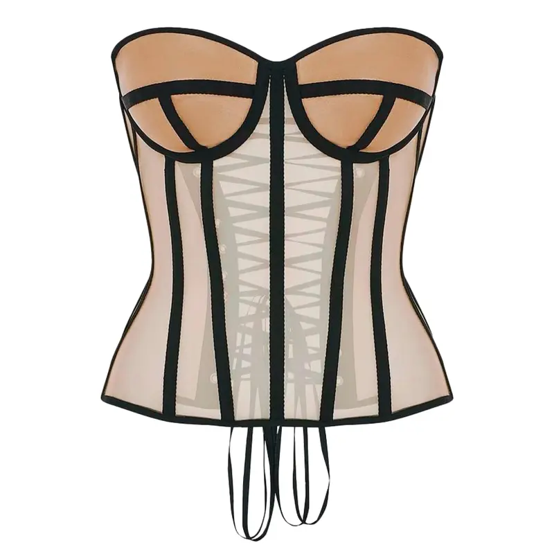 WS Waist Secrets Perfect Corset NYC OVERBUST Mesh Corset Top Lace up Corset with 15 Steel Boned