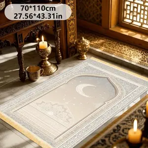 1pcs Luxurious Prayer Mat with Tassels - Non-Slip Foldable Prayer Mat Machine Washable for Indoor Home Prayer Doorway Living Room Islamic Home Prayer Prayerative Mat