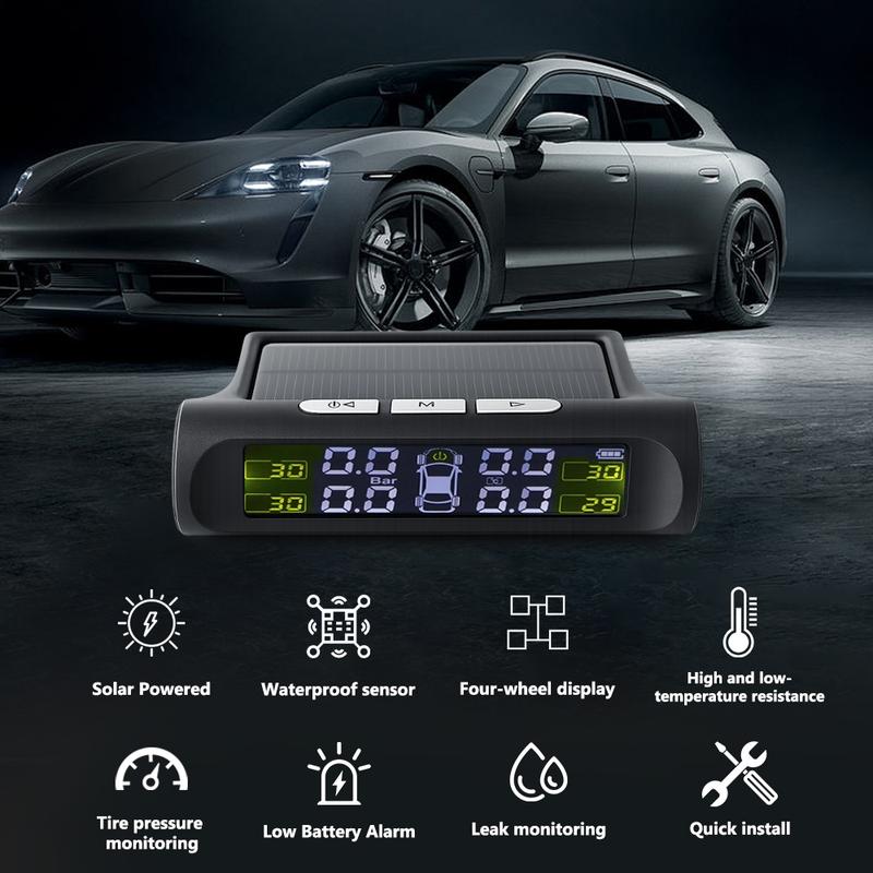 Car Security Essential - Smart TPMS Solar Charging Auto Alarm Digital Display