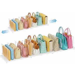 11-Pack Adjustable Shelf Dividers, Expandable Purse Organizer for Closet (32–44.8"), Purse Storage Handbag Organizer for Closet and Shoe Cabinet, White