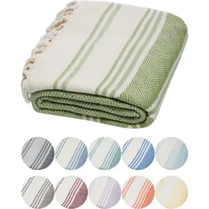 Certified Organic Turkish Cotton Soft Bath Towel - Luxury Oversized Peshtemal for Bathroom, Bath Sheet - Lightweight Quick-Drying Beach Towel - Prewashed, Diamond Weave, 71x36'' (Khaki)