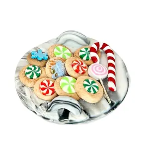 Miniature Christmas Cookies on Marble Tray ; Dollhouse