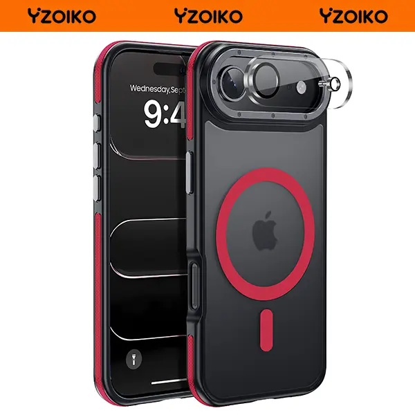 YZOIKO Luxury Slim Fit Polycarbonate MagSafe Wireless Cellphone Case - 10Ft Military-Grade Protective Cover, Red Bumper, Camera Lens & Screen Protector, Compatible with 6.5in iPhone Air, Mobile Accessories