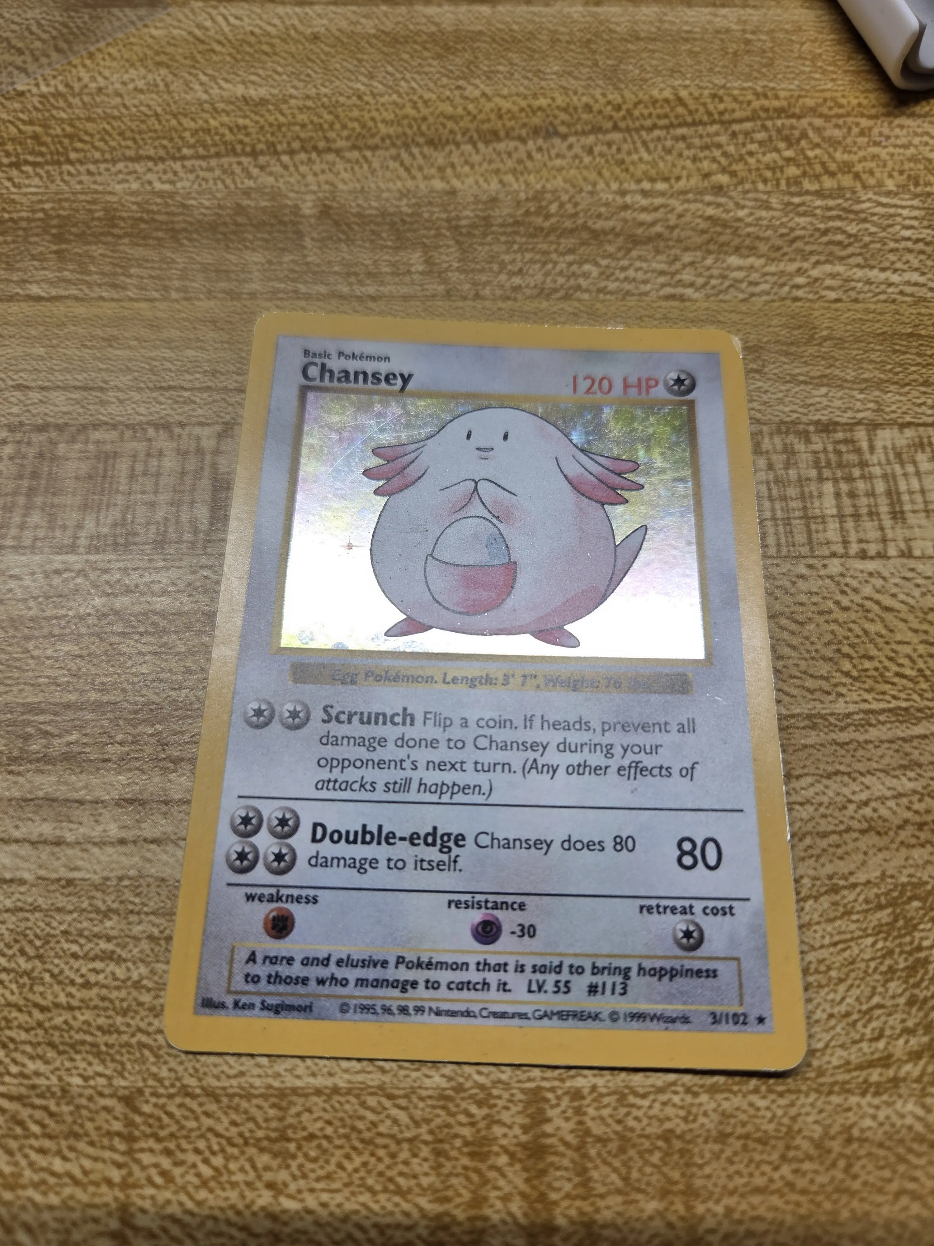 Base Set Shadowless Chansey Pokemon Card