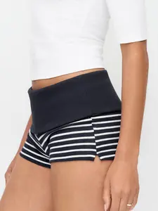 Cider High Stretch Striped Low Rise Micro Shorts