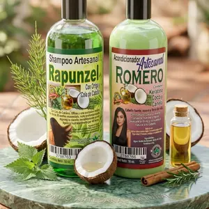 Romero Artesanal Coconut & Cane Shampoo & Conditioner Kit with Keratin - 16 oz Haircare Cleanser, Thickening Shampoo, Conditioner to Restore Strong, Soft, Lush Hair