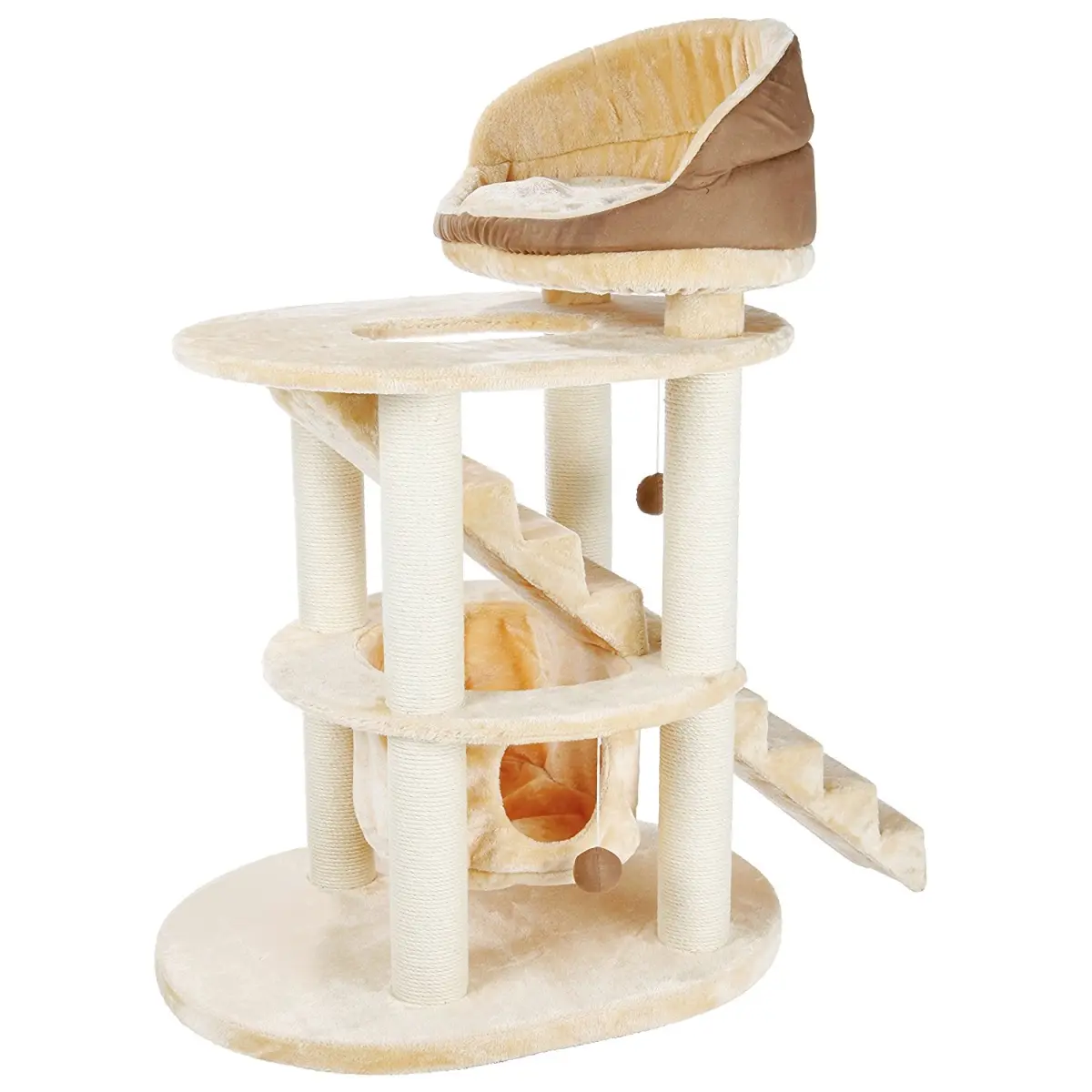 Trixie Pet Products 44942 Elsa Freestanding Senior Cat Playground - Cream & Brown, Plush Cuddly Top Platform, Relaxing Spots, Detachable Features, 43.5" H x 26.75" W x 30.5" L, 62.69 lbs, Assembly Required for Playtime, Extra-Deep Hammock, Endless Climbin