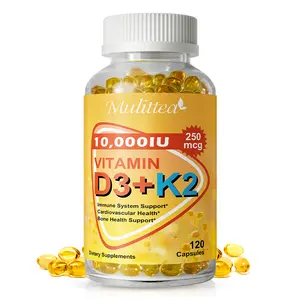 D3 K2 Vitamin 10000 IU w/Virgin Coconut MCT Oil, 250 mcg MK7 Vitamin K2, Non-GMO for Ultimate Absorption, Bone, Immune & Heart Health, 120 Softgels
