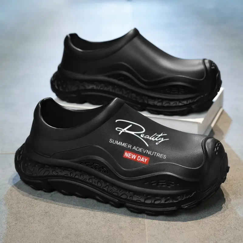 Waterproof Anti-Slip Work Shoes, Unisex Durable Slip-On Sneakers for Chefs and Nurses, Nursing Shoes, Thick-Sole Height-Boosting Design