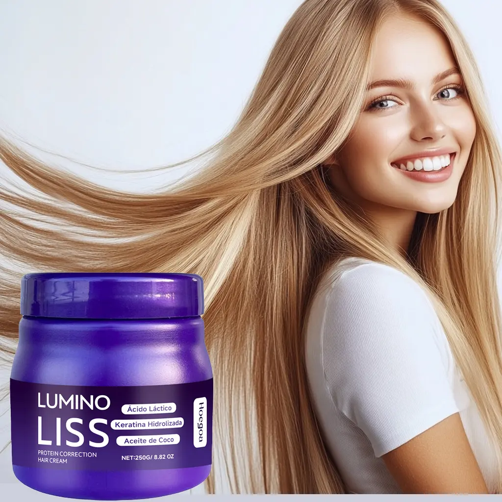 Hoegoa Lumino Liss Keratin Hair Cream, Formaldehyde-Free Protein Treatment for Frizz Control, Deep Repair & Smoothing, Nourishing Haircare for All Hair Types - 250g (8.8oz), Any