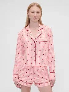 Gap Women's × Summer Fridays Relaxed Flannel Hearts PJ Shirt