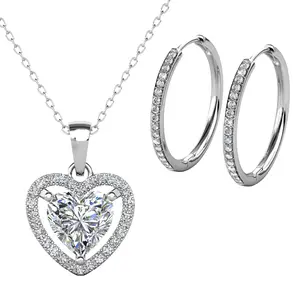 Cate & Chloe Bianca 25mm Hoop Earrings & Amora Heart Necklace Bundle