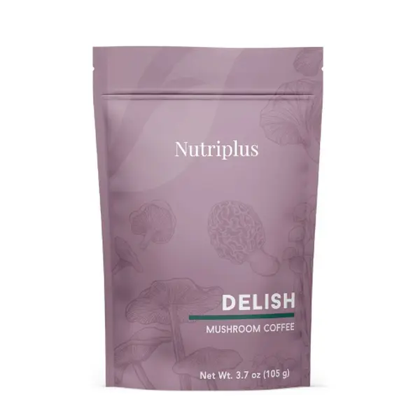 Nutriplus Farmasi Delish Mushroom Coffee 100% Natural Instant Coffee with Functional Mushrooms Vegan Energy Support 100g Ideal for Morning Drink