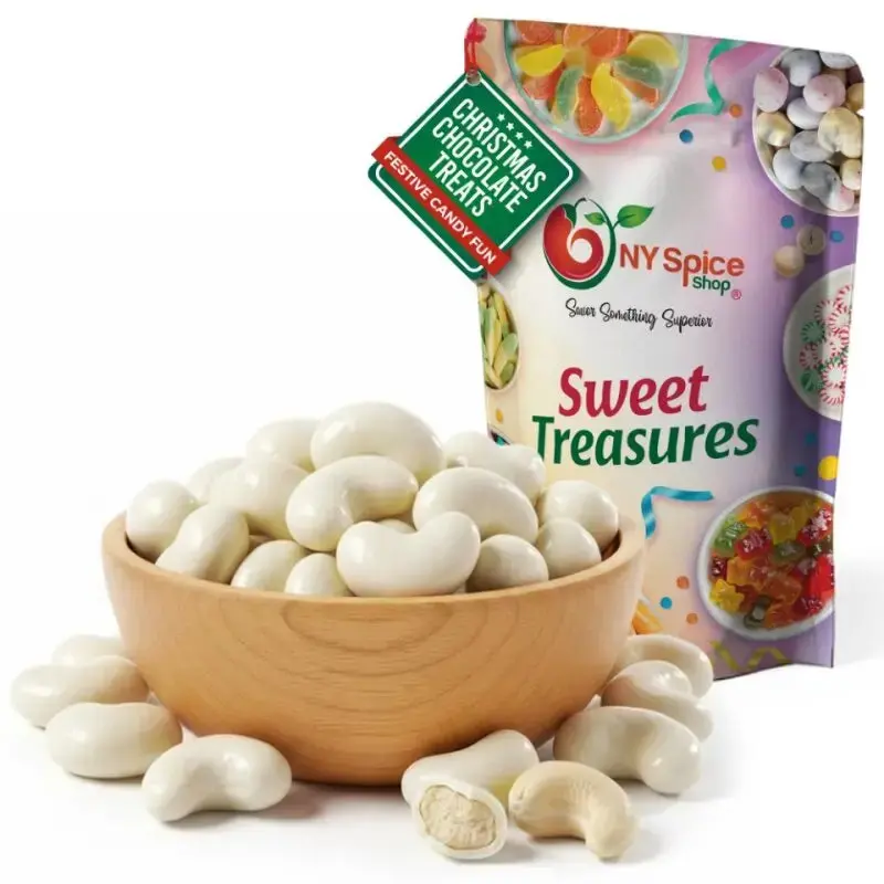 NY Spice Shop - White Chocolate Toffee Cashews - 8oz, 1lb, 3lb - White Chocolate-Covered Cashews - Toffee Nut Snack - Luxurious Sweet & Nutty Snack - Sweet White Chocolate, Buttery Toffee - Irregular Natural Nut Shape - Gifting & Party Treats